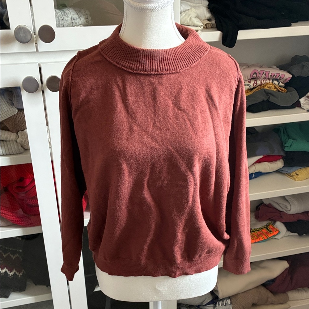 Knot Sisters Terracotta Cowl Neck Sweater